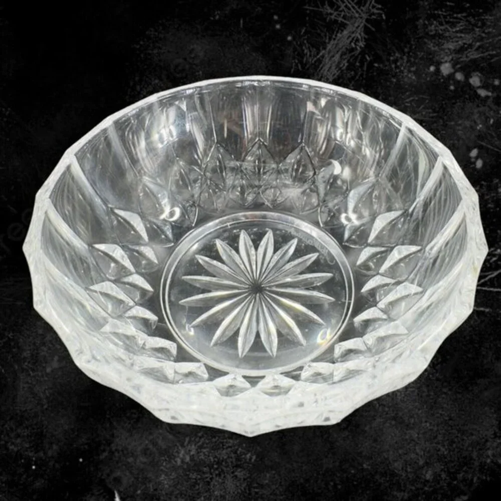 Val St. Lambert Crystal Clear Glass‎ Round Dish Bowl Signed On Bottom Vintage